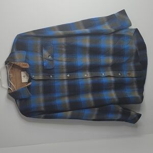 Legendary Whitetails Blue & Brown Flannel Button Down Men's Shirt Size Small